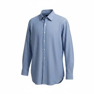 Ike‎ Behar Blue White Stripe Button Down Shirt French Cuffs Mens 15.5 34